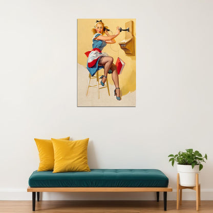 What A Line Vintage Style Pin-up Old Time Phone Poster Wall Art Print Home Wall Decor
