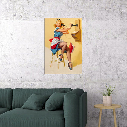 What A Line Vintage Style Pin-up Old Time Phone Poster Wall Art Print Home Wall Decor