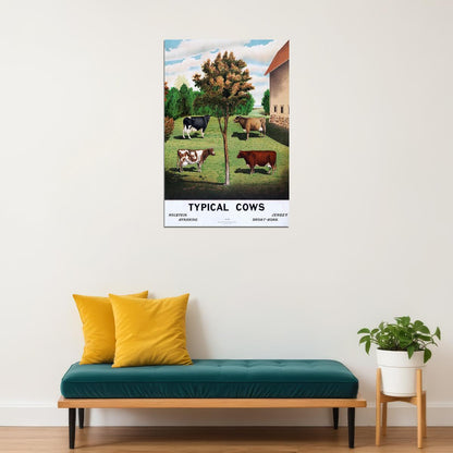 Holstein Ayrshire Typical Cows Are Grazing Poster Wall Art Print Home Wall Decor - xonomax