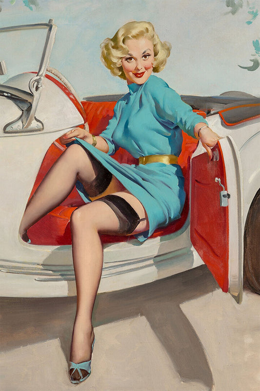 Let's Go Driving Vintage Style Pin-up Poster Wall Art Print Home Wall Decor - xonomax