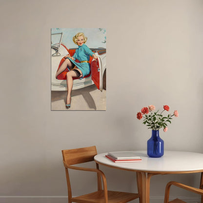 Let's Go Driving Vintage Style Pin-up Poster Wall Art Print Home Wall Decor