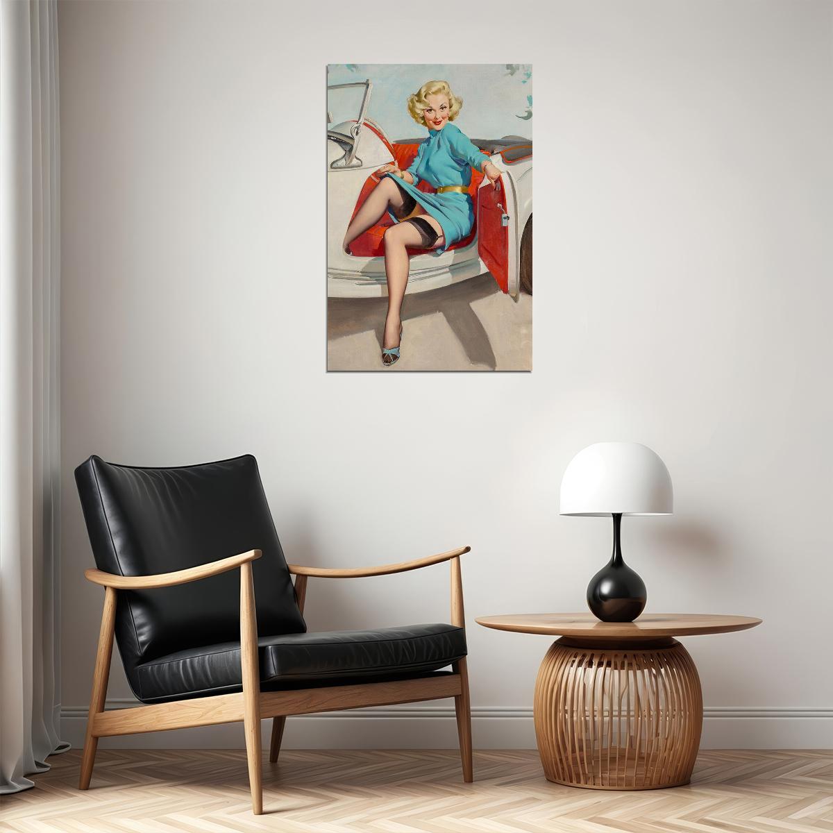 Let's Go Driving Vintage Style Pin-up Poster Wall Art Print Home Wall Decor