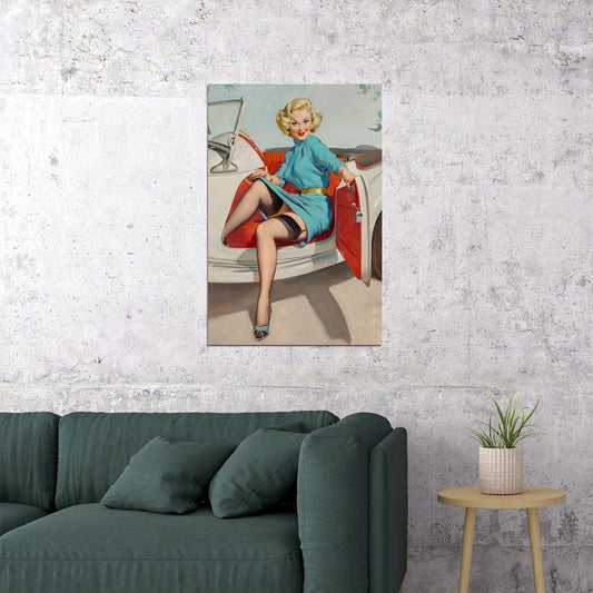 Let's Go Driving Vintage Style Pin-up Poster Wall Art Print Home Wall Decor - xonomax