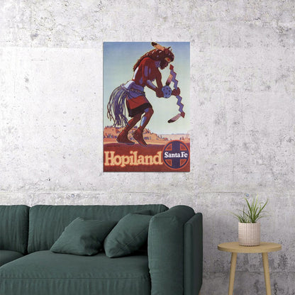 Hopiland Santa Fe Vintage Style Travel Poster Wall Art Print Home Wall Decor