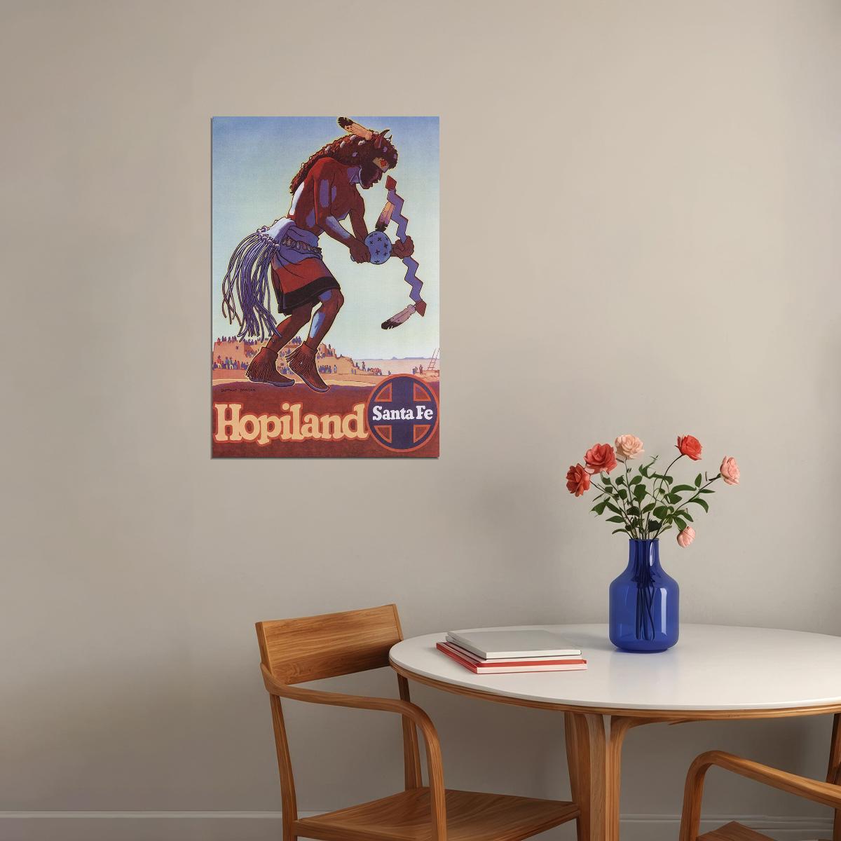 Hopiland Santa Fe Vintage Style Travel Poster Wall Art Print Home Wall Decor