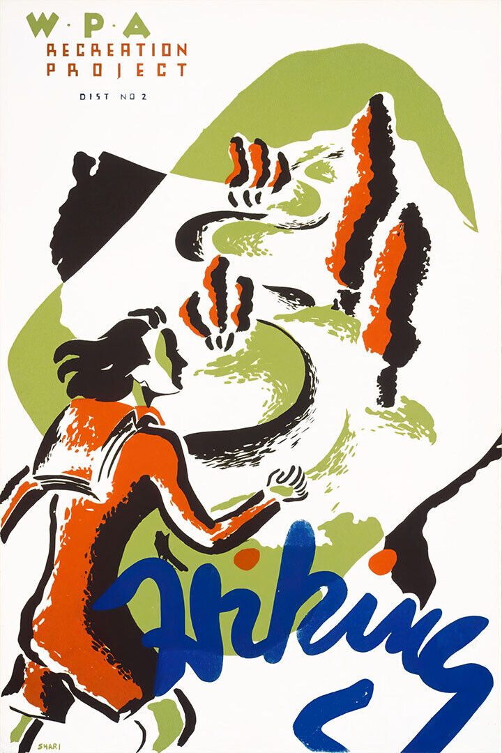 Wpa Recreation Project Hiking Classic 1930s Works Progress Poster Wall Art Print Home Wall Decor