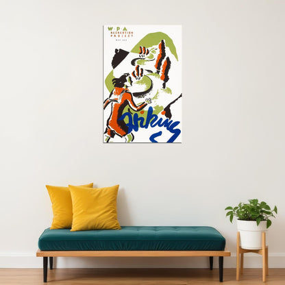 Wpa Recreation Project Hiking Classic 1930s Works Progress Poster Wall Art Print Home Wall Decor