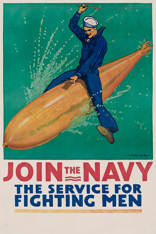 Join The Navy! Ride A Torpedo! Wwi Enlistment Poster Wall Art Print Home Wall Decor
