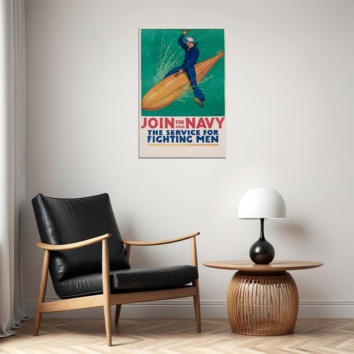 Join The Navy! Ride A Torpedo! Wwi Enlistment Poster Wall Art Print Home Wall Decor