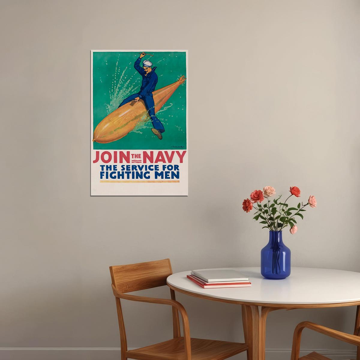 Join The Navy! Ride A Torpedo! Wwi Enlistment Poster Wall Art Print Home Wall Decor
