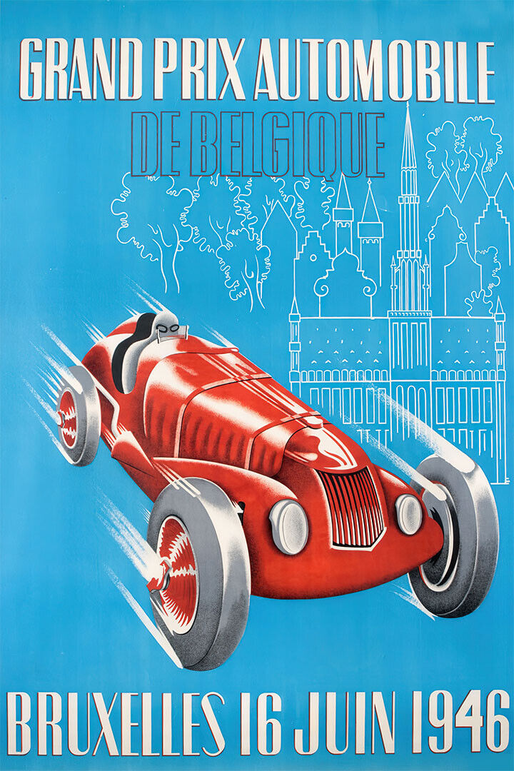 Grand Prix Automobile 16 June 1940’s Vintage Style Car Poster Wall Art Print Home Wall Decor
