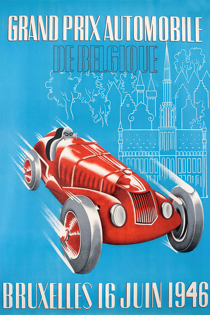 Grand Prix Automobile 16 June 1940’s Vintage Style Car Poster Wall Art Print Home Wall Decor
