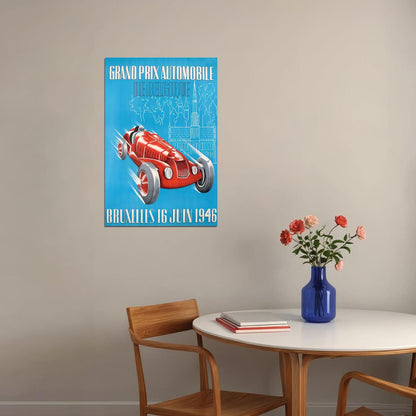 Grand Prix Automobile 16 June 1940’s Vintage Style Car Poster Wall Art Print Home Wall Decor
