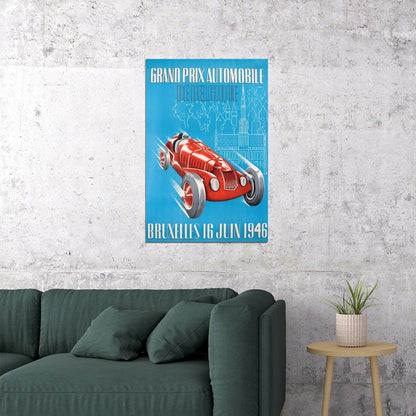 Grand Prix Automobile 16 June 1940’s Vintage Style Car Poster Wall Art Print Home Wall Decor