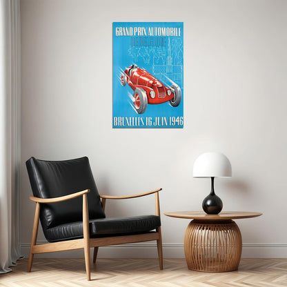 Grand Prix Automobile 16 June 1940’s Vintage Style Car Poster Wall Art Print Home Wall Decor