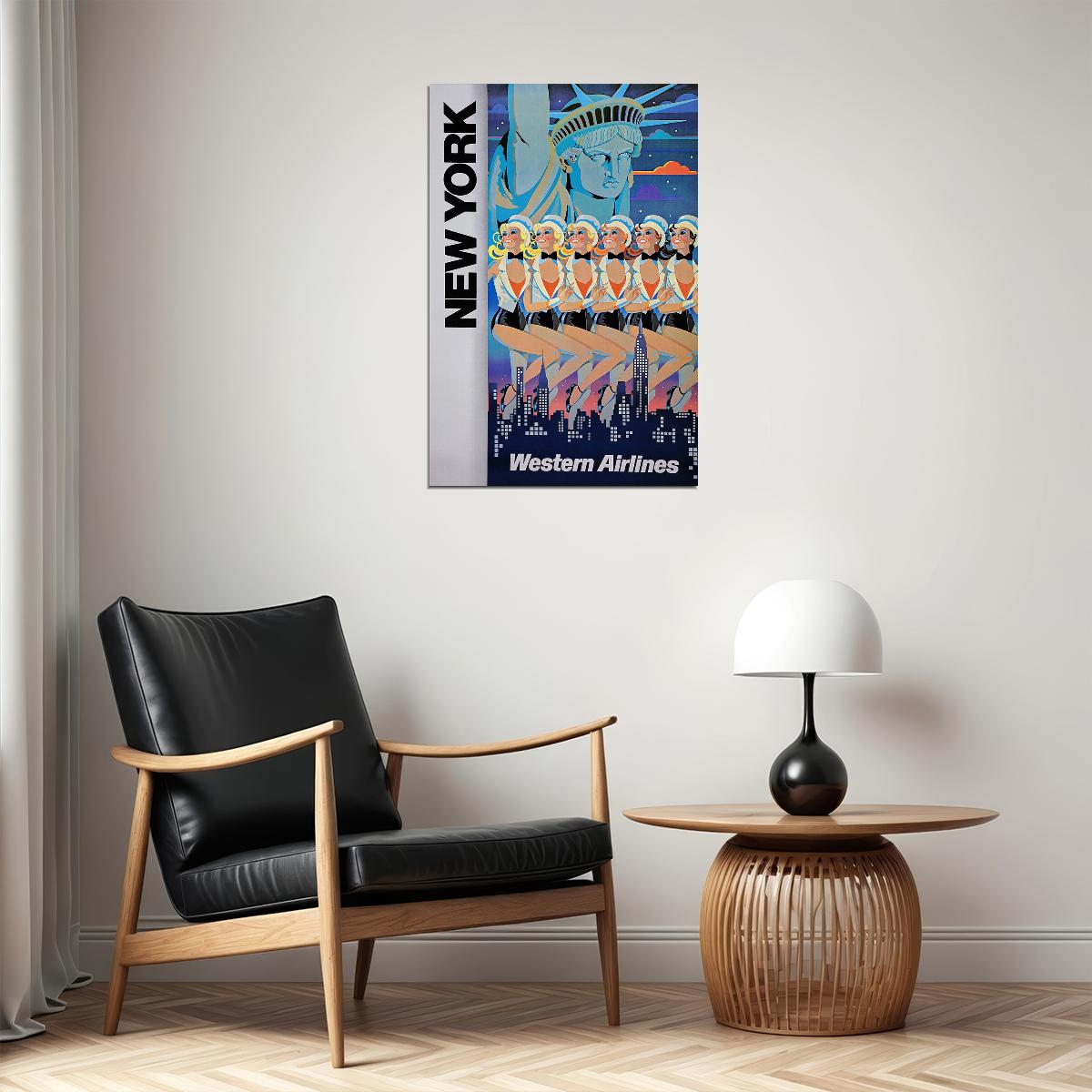 See New York City 1970s Vintage Air Travel Poster Wall Art Print Home Wall Decor