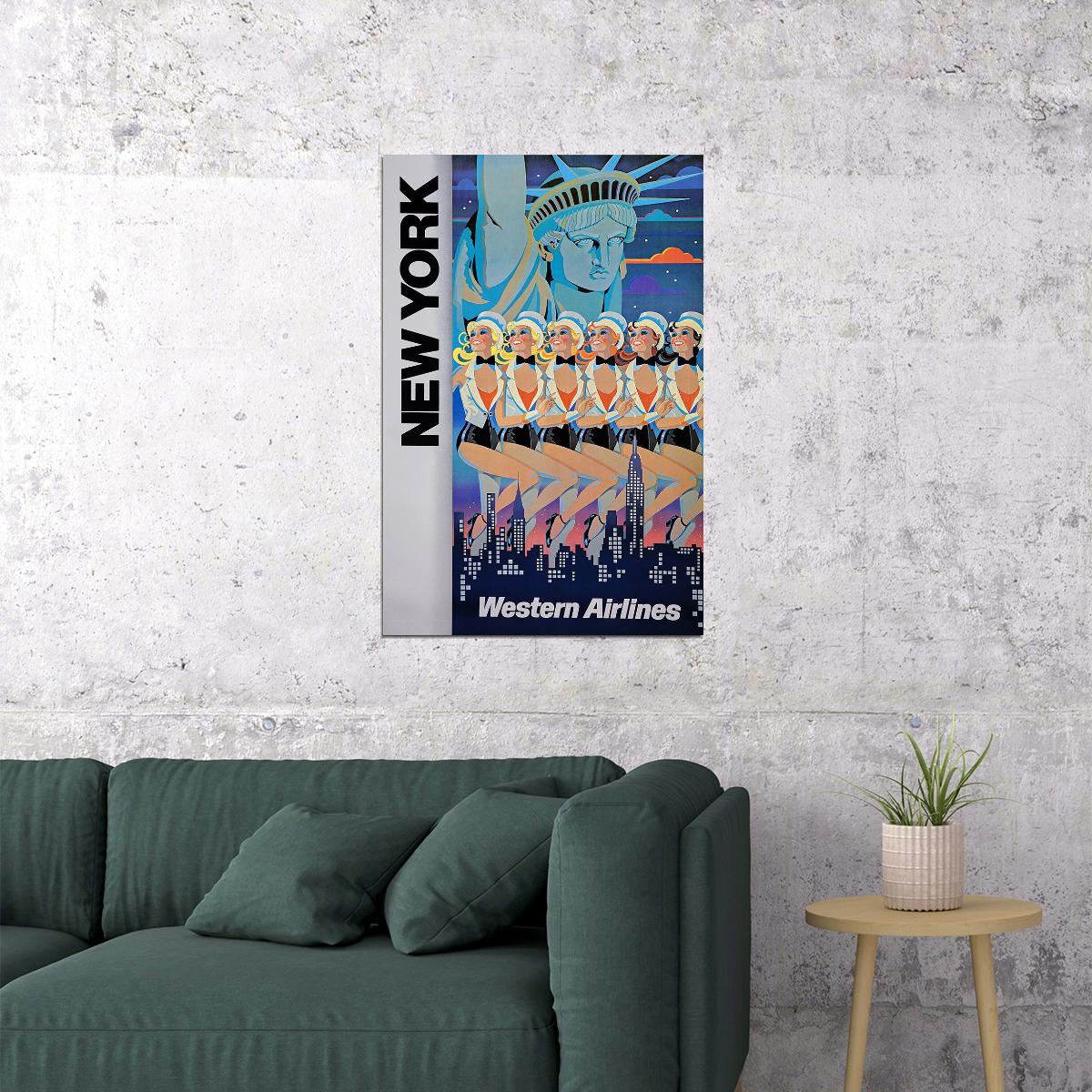 See New York City 1970s Vintage Air Travel Poster Wall Art Print Home Wall Decor