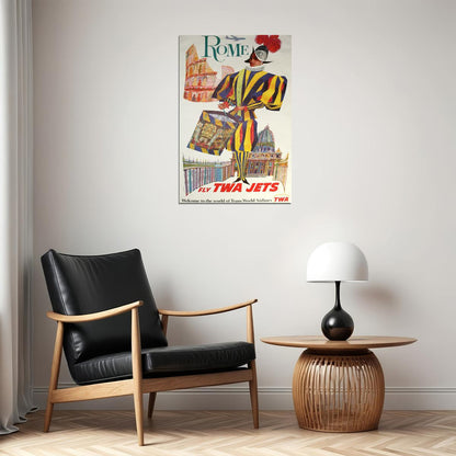 Twa Visit Rome 1960s Vintage Style Air Travel Poster Wall Art Print Home Wall Decor