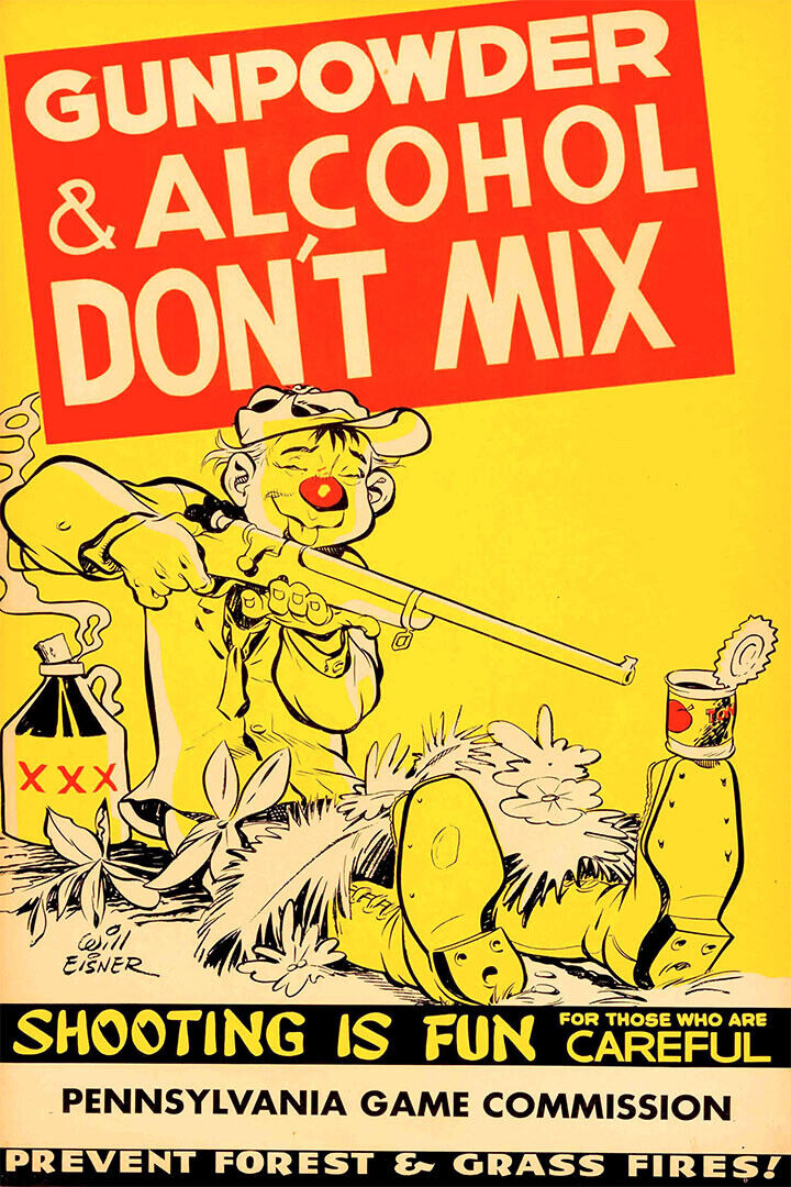 1950s Vintage Gun Safety Shooting Is Fun Poster Wall Art Print Home Wall Decor