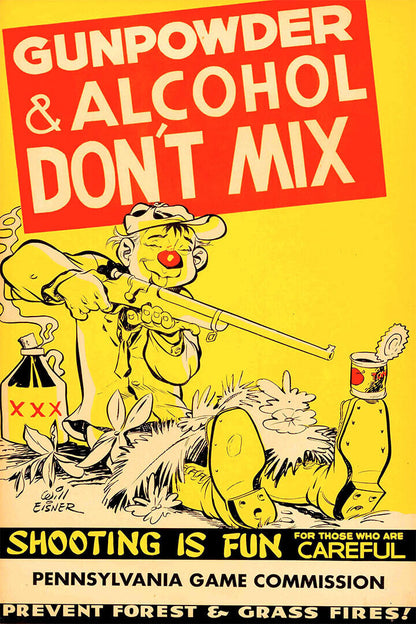 1950s Vintage Gun Safety Shooting Is Fun Poster Wall Art Print Home Wall Decor