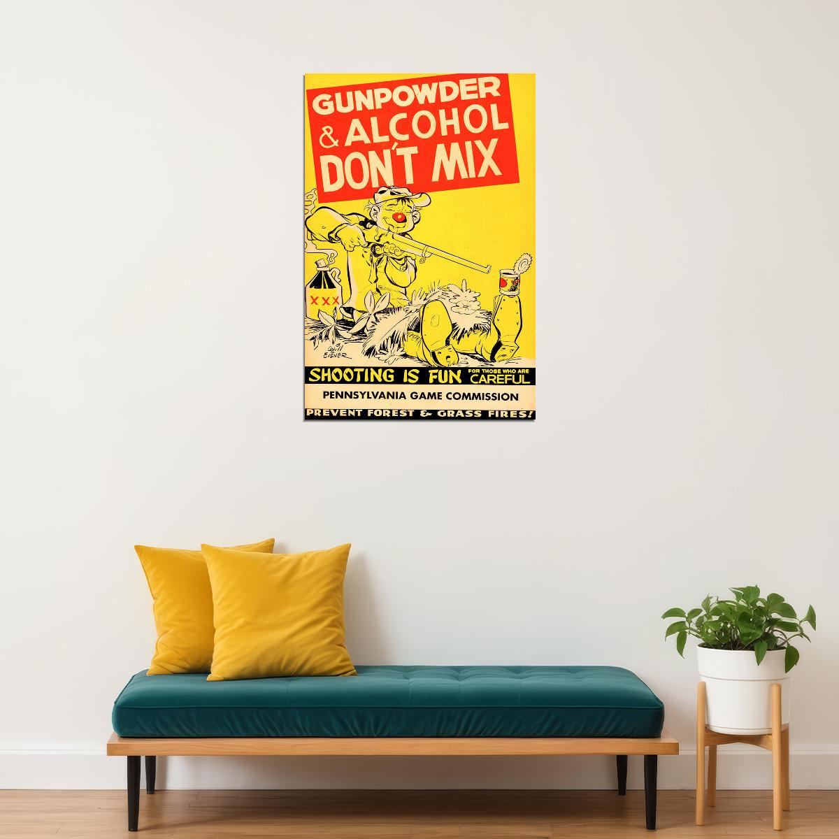 1950s Vintage Gun Safety Shooting Is Fun Poster Wall Art Print Home Wall Decor