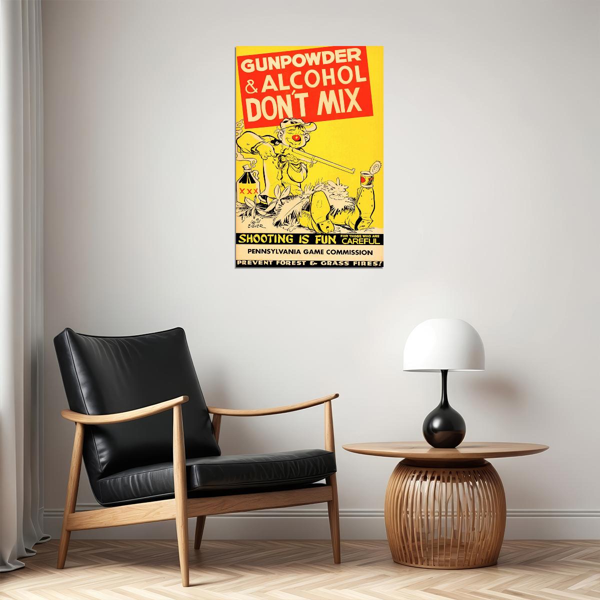 1950s Vintage Gun Safety Shooting Is Fun Poster Wall Art Print Home Wall Decor