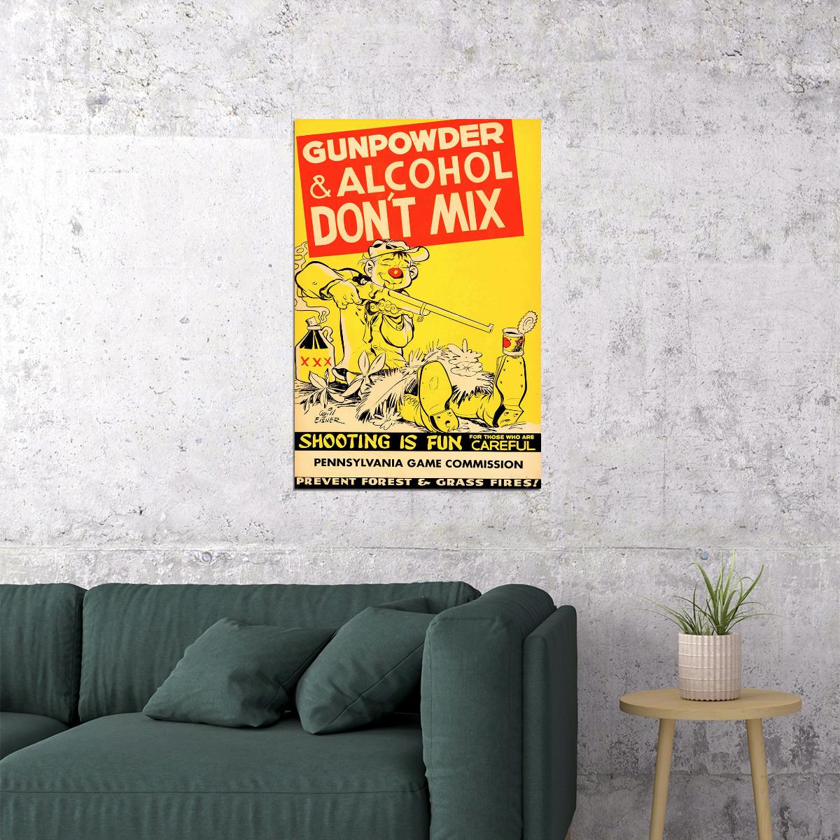 1950s Vintage Gun Safety Shooting Is Fun Poster Wall Art Print Home Wall Decor