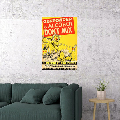 1950s Vintage Gun Safety Shooting Is Fun Poster Wall Art Print Home Wall Decor