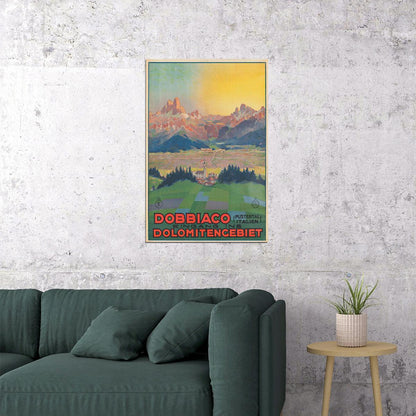 1920s Dobbiaco Dolomite Mountains Vintage Italian Travel Poster Wall Art Print Home Wall Decor