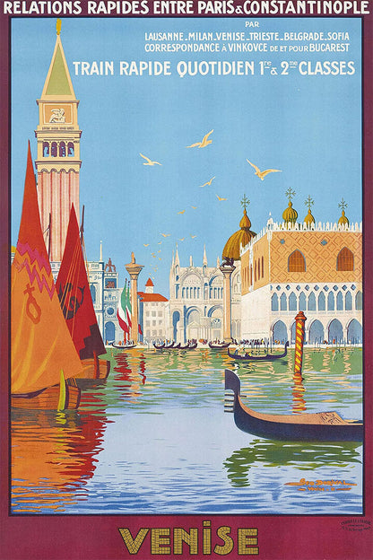 Venice Italy 1920s Vintage Style Travel Poster Wall Art Print Home Wall Decor