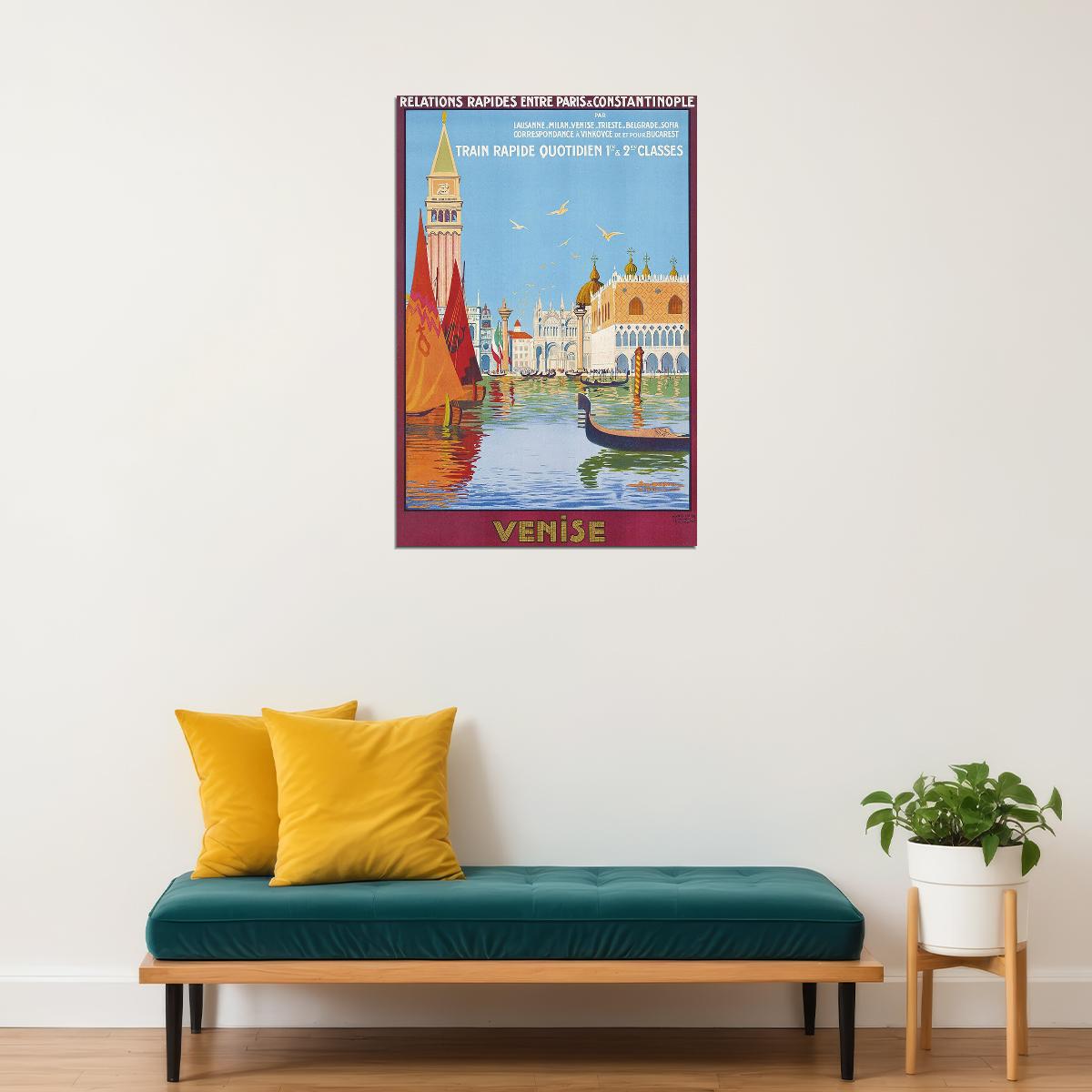 Venice Italy 1920s Vintage Style Travel Poster Wall Art Print Home Wall Decor