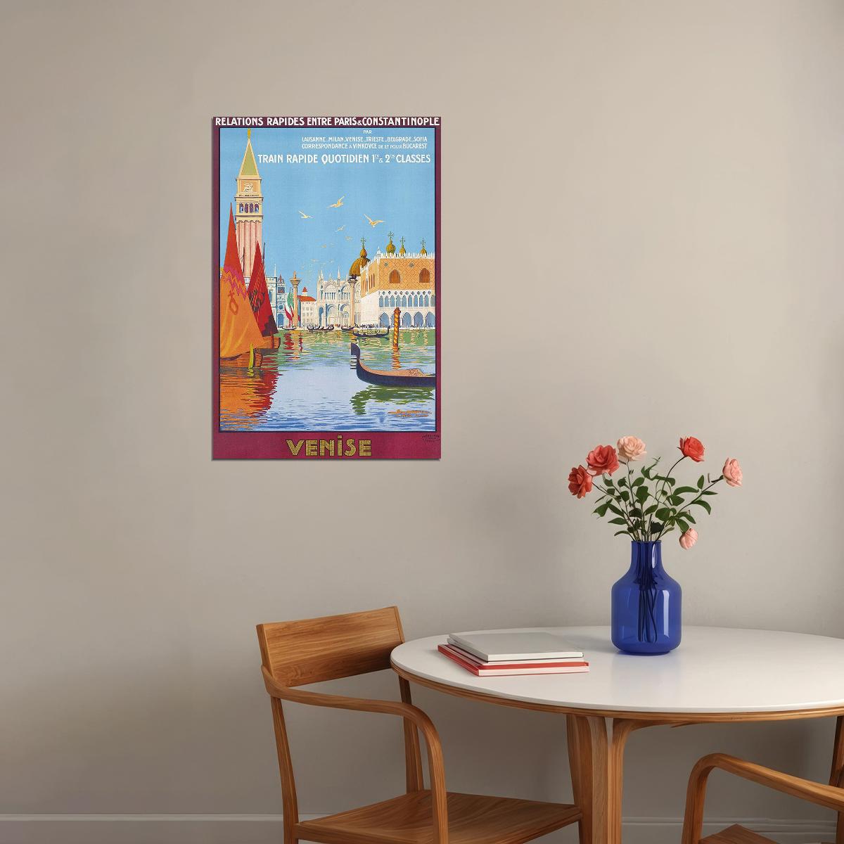 Venice Italy 1920s Vintage Style Travel Poster Wall Art Print Home Wall Decor