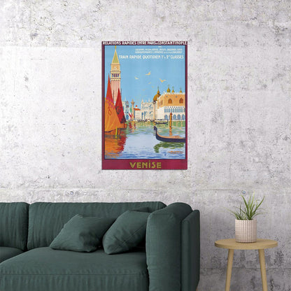 Venice Italy 1920s Vintage Style Travel Poster Wall Art Print Home Wall Decor