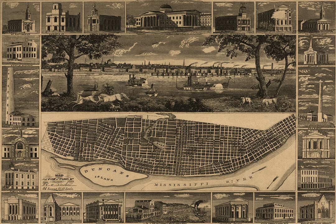 St Louis Missouri Map Old City Map Vintage Style Poster Wall Art Print Home Wall Decor