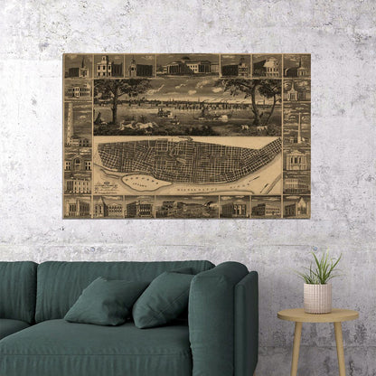 St Louis Missouri Map Old City Map Vintage Style Poster Wall Art Print Home Wall Decor