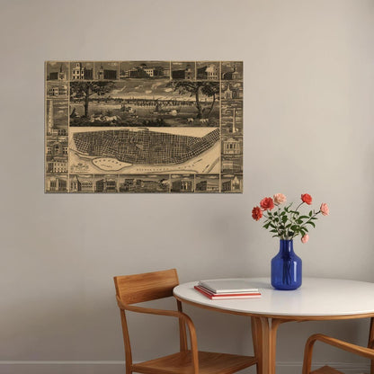 St Louis Missouri Map Old City Map Vintage Style Poster Wall Art Print Home Wall Decor