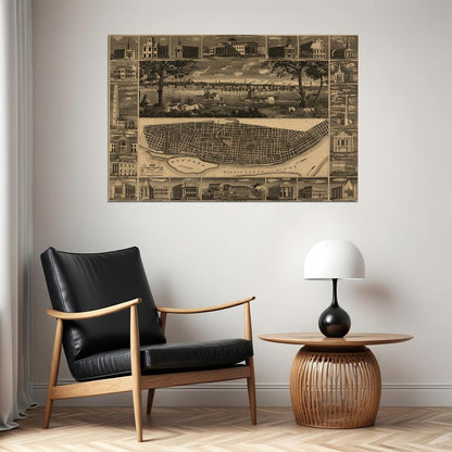 St Louis Missouri Map Old City Map Vintage Style Poster Wall Art Print Home Wall Decor