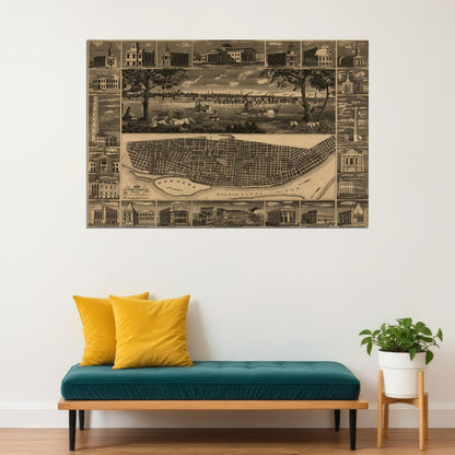 St Louis Missouri Map Old City Map Vintage Style Poster Wall Art Print Home Wall Decor