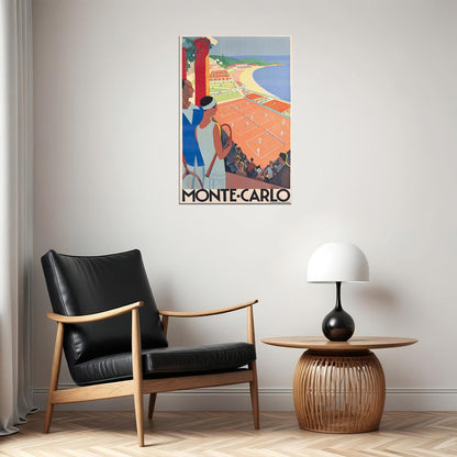 Monaco 1920s Monte Carlo Tennis Vintage Style Travel Poster Wall Art Print Home Wall Decor
