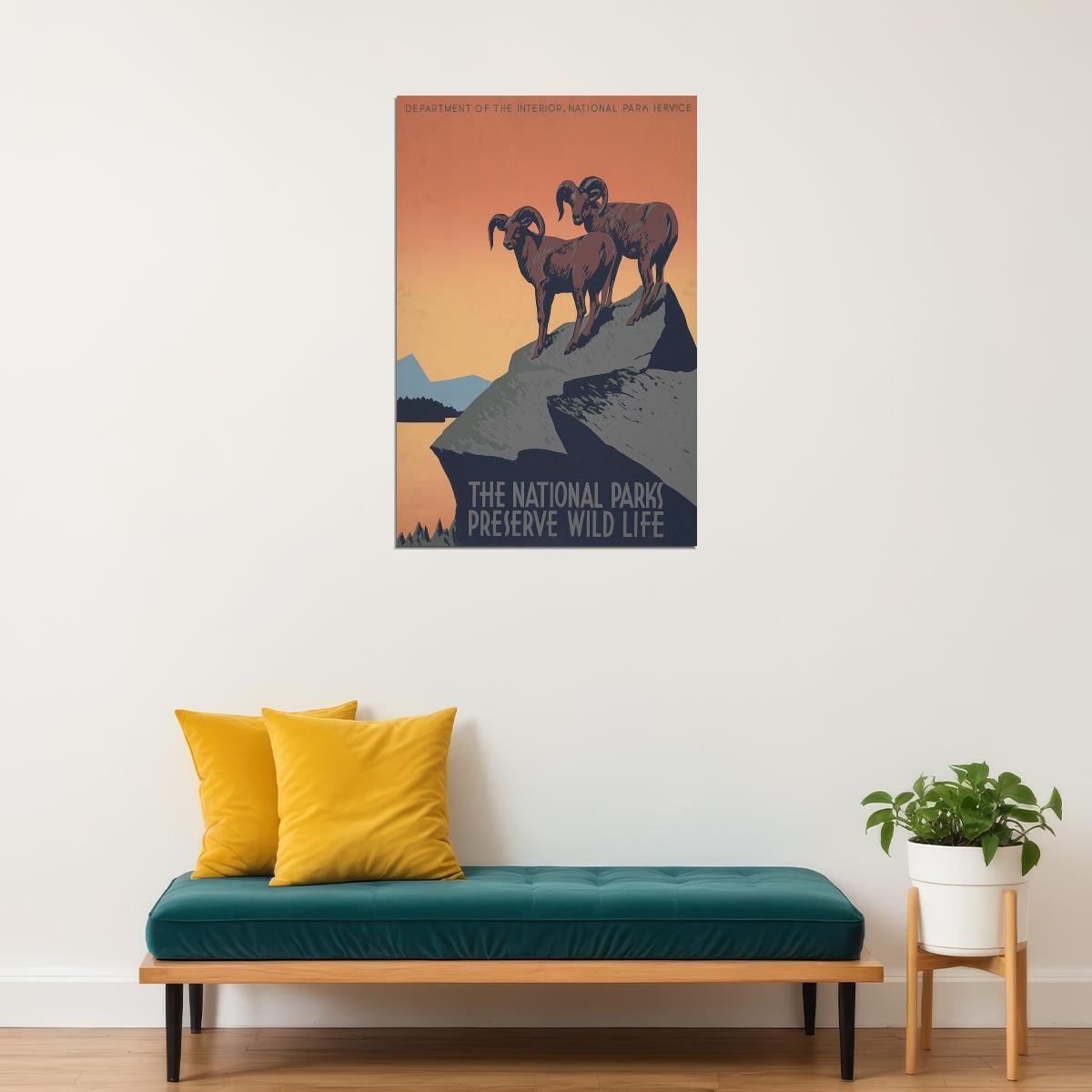 1930s National Parks Preserve Wild Life Vintage Wpa Travel Poster Wall Art Print Home Wall Decor