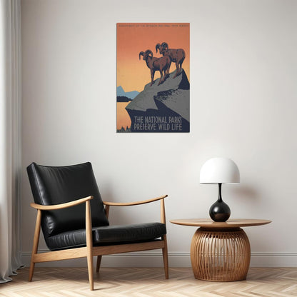 1930s National Parks Preserve Wild Life Vintage Wpa Travel Poster Wall Art Print Home Wall Decor
