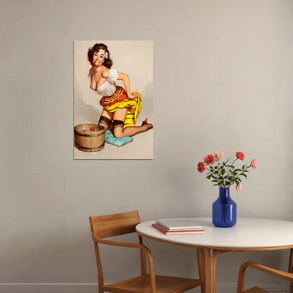 The Winner Vintage Style Pin-up Bobbing For Apples Poster Wall Art Print Home Wall Decor