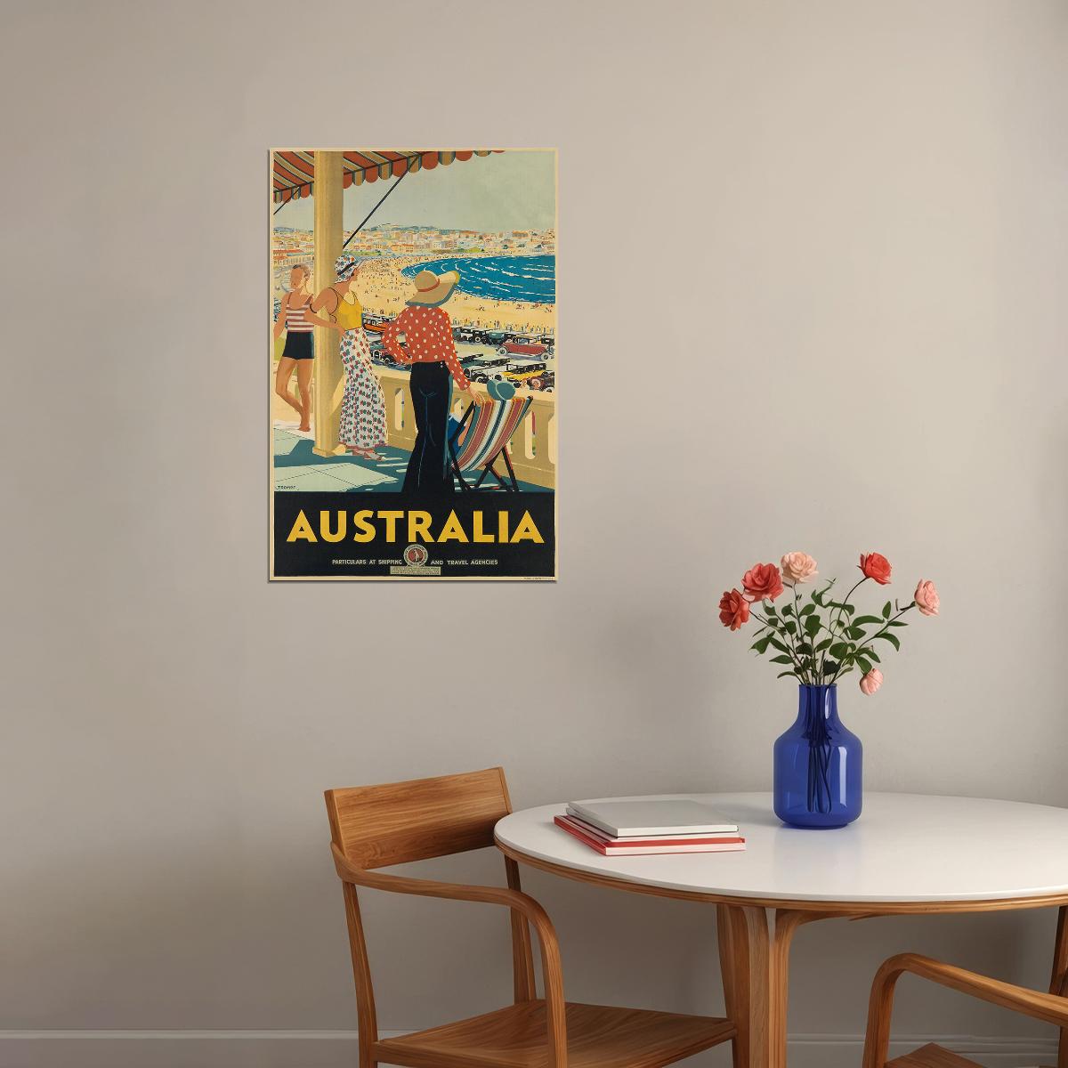 1930s Bondi Beach Sydney Australia Vintage Style Travel Poster Wall Art Print Home Wall Decor
