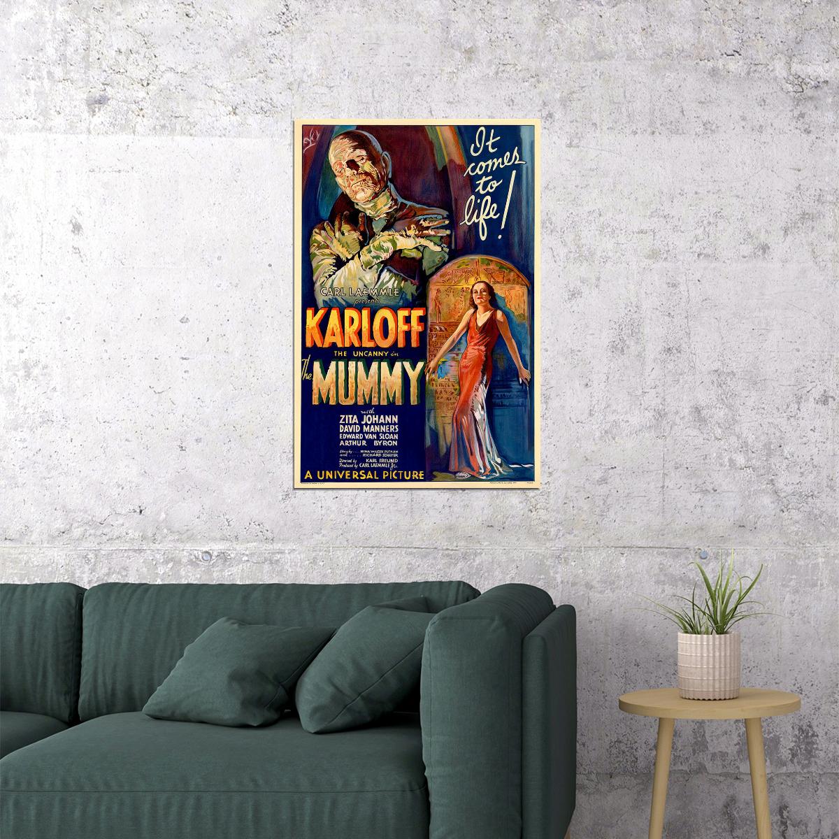 The Mummy Monster Movie Fantasy Horror 1932 Vintage Style Poster Wall Art Print Home Wall Decor