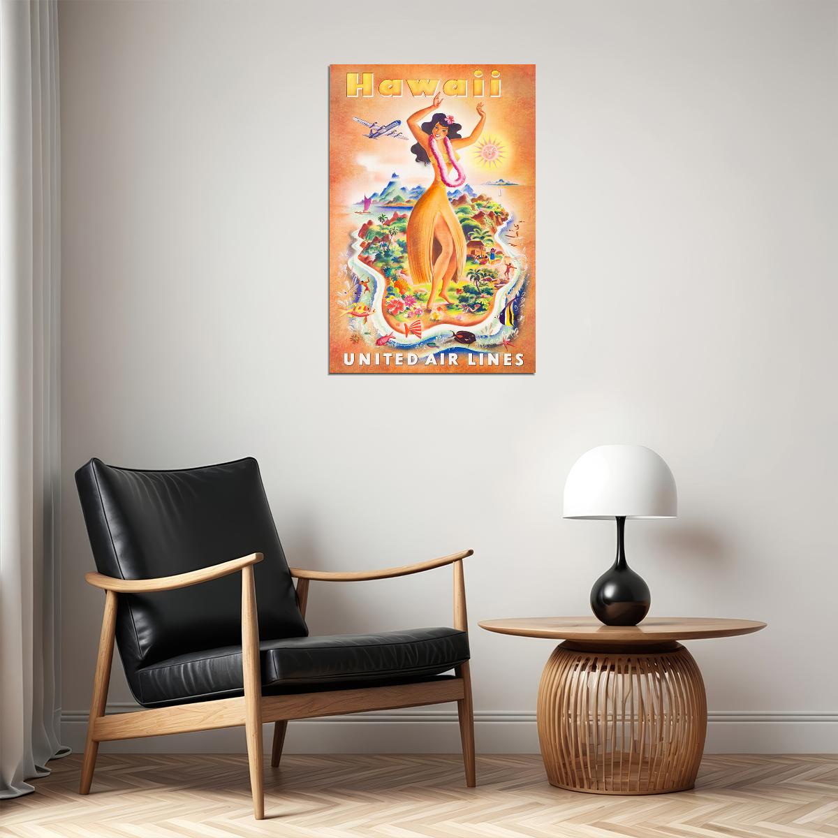 1940s Hawaiian Islands Vintage Style Travel Poster Wall Art Print Home Wall Decor