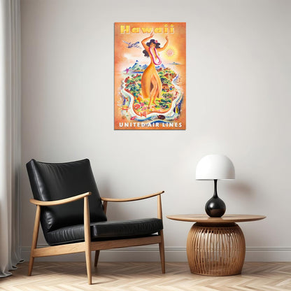 1940s Hawaiian Islands Vintage Style Travel Poster Wall Art Print Home Wall Decor