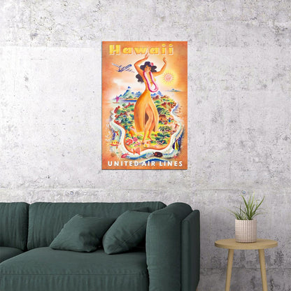 1940s Hawaiian Islands Vintage Style Travel Poster Wall Art Print Home Wall Decor
