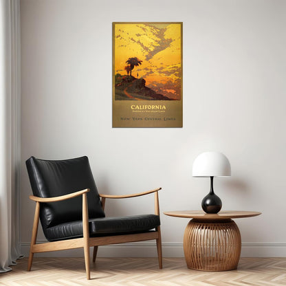 1920s California Vintage Ny Central Lines Railroad Travel Poster Wall Art Print Home Wall Decor