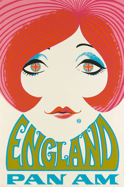 1960s England Vintage Style British Flag Travel Poster Wall Art Print Home Wall Decor