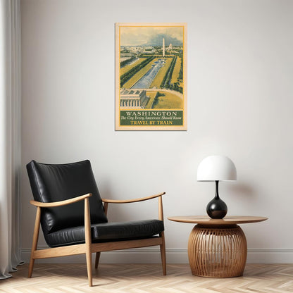 1930s Washington Dc Vintage Style Railroad Train Travel Poster Wall Art Print Home Wall Decor